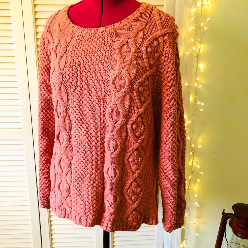 Coldwater creek pink cable knit sweater | 2X